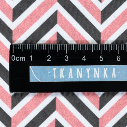 Лайкра для купальників зигзаг рожево-сірий