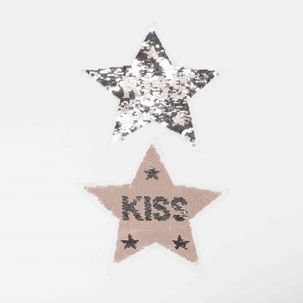 Нашивка зірка KISS (пудра/срібло)