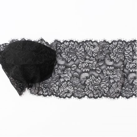 Мереживо еластичне чорне R90 (шир. 17 см)