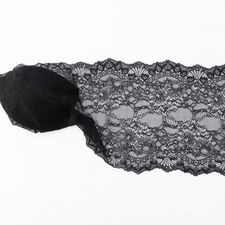 Мереживо еластичне чорне N14 (шир. 22 см)