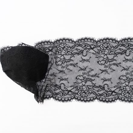 Мереживо еластичне чорне R119 (шир. 22 см)